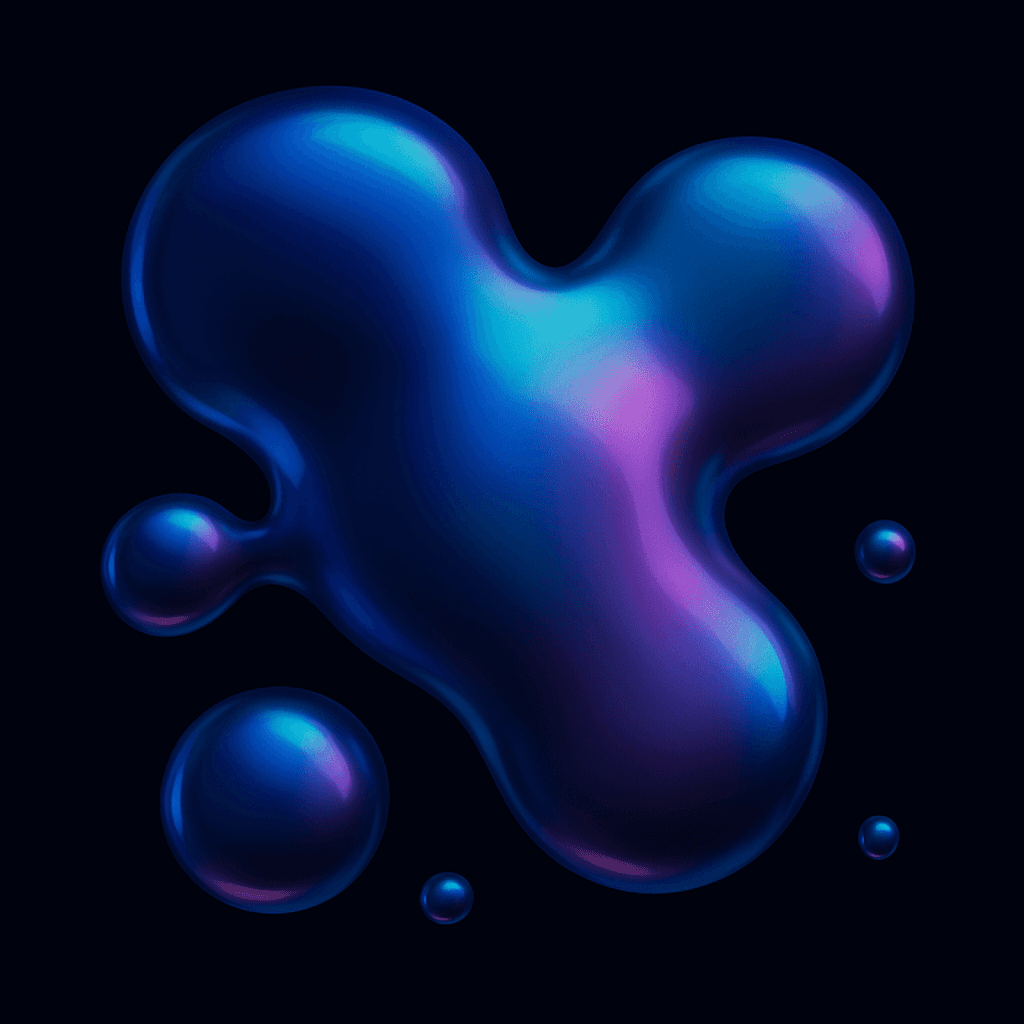 A picture of colourful metalic globs