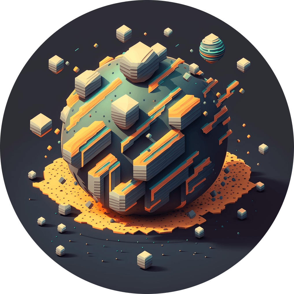 Abstract isometric asteroid field